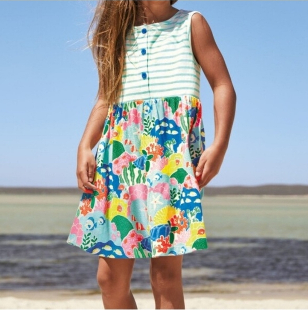 Mini Boden Stripe Under The Sea Dress Sz 7/8
